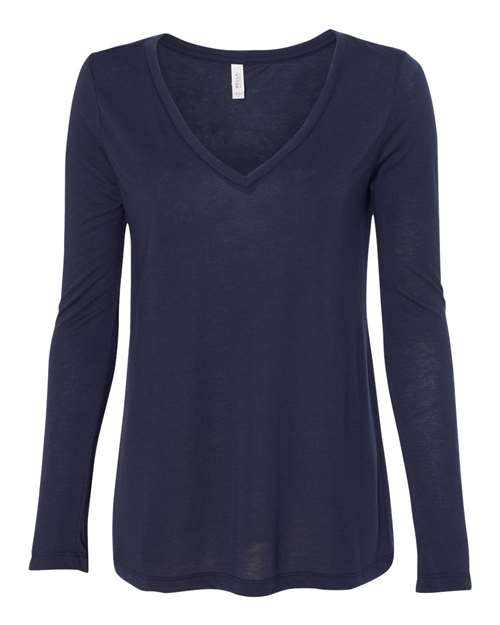 Women's Flowy Long Sleeve V-Neck T-Shirt - 8855