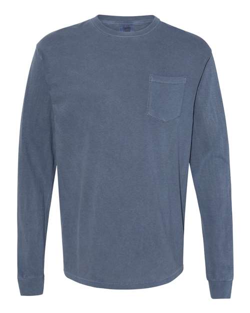 2XL - Garment-Dyed Heavyweight Long Sleeve Pocket T-Shirt - 4410