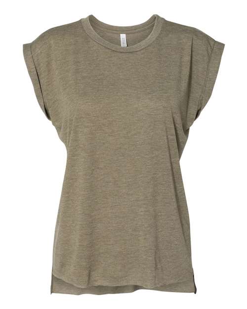 Women’s Flowy Rolled Cuffs Muscle T-Shirt - 8804