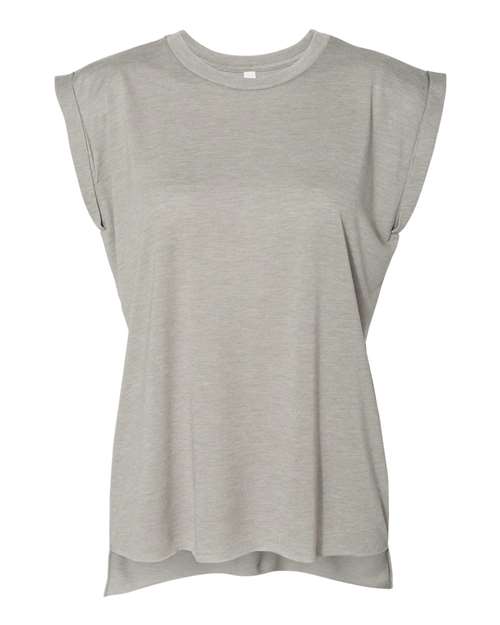 Women’s Flowy Rolled Cuffs Muscle T-Shirt - 8804