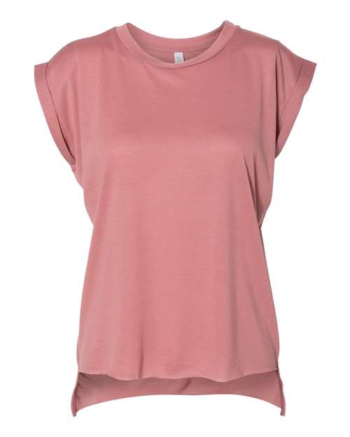 Women’s Flowy Rolled Cuffs Muscle T-Shirt - 8804