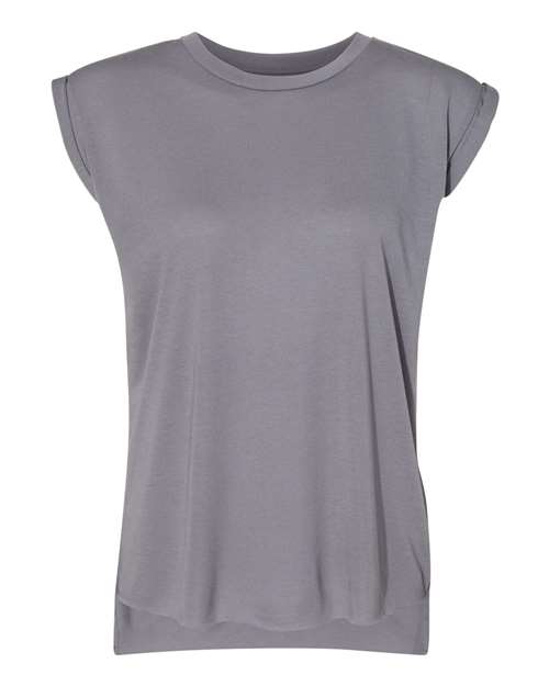 Women’s Flowy Rolled Cuffs Muscle T-Shirt - 8804