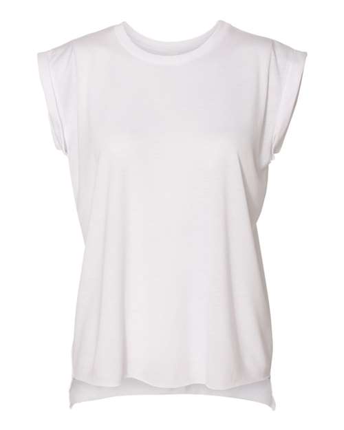 Women’s Flowy Rolled Cuffs Muscle T-Shirt - 8804